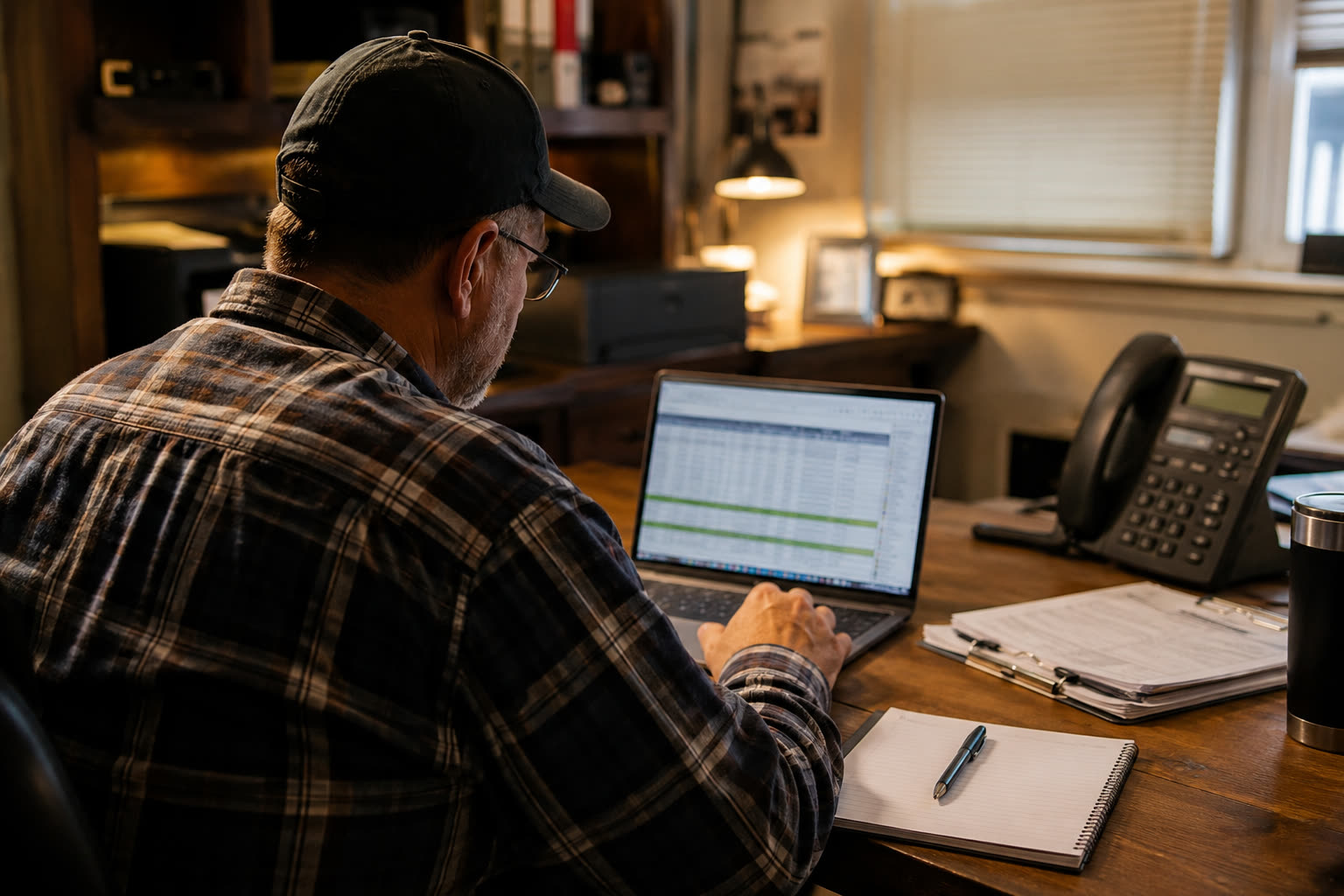 A dispatcher reviewing a documented detention claim on a laptop